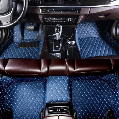 Blue Luxury Leather Diamond Car Mats UK