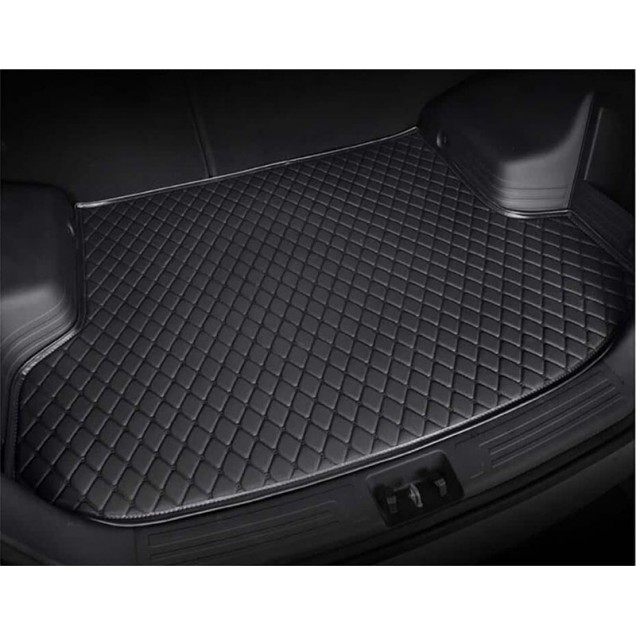 Black and Black Stitching Luxury Leather Diamond Trunk Base Mats