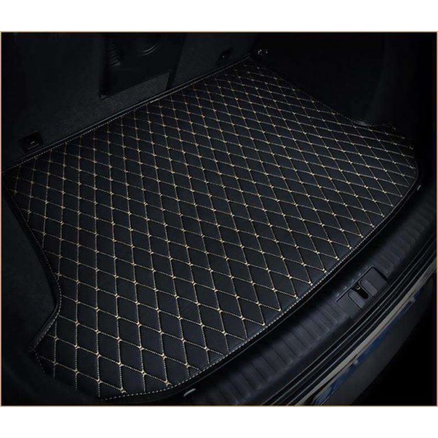 Black and White Stitching Luxury Leather Diamond Trunk Base Mats