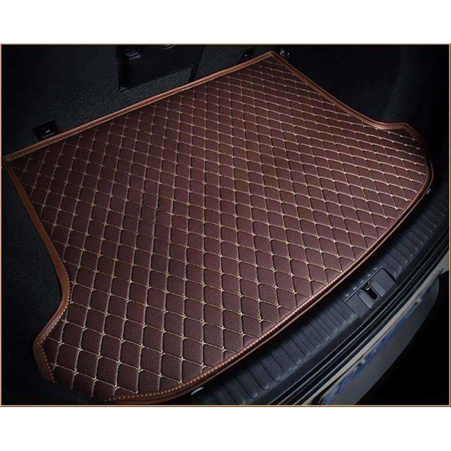 Dark Brown Luxury Leather Diamond Trunk Base Mats