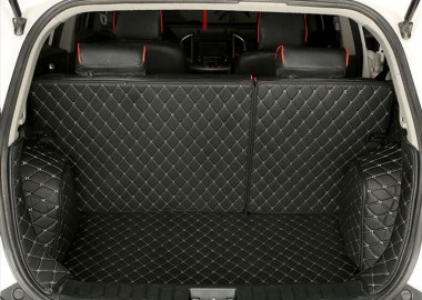 Black and Beige Stitching Full Cover Luxury Leather Diamond Trunk Car Mats UK