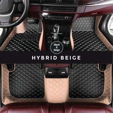 Black and Beige Hybrid Mode Premium Diamond Car Mats UK