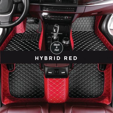 Black and Red Hybrid Mode Premium Diamond Car Mats UK