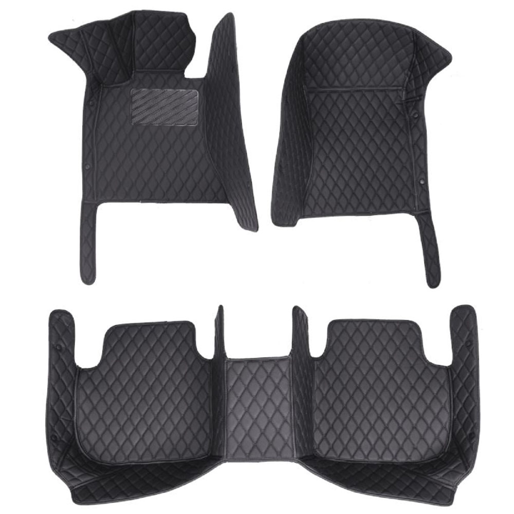 Black and Black Stitching Luxury Leather Diamond Car Mats for Audi RS3