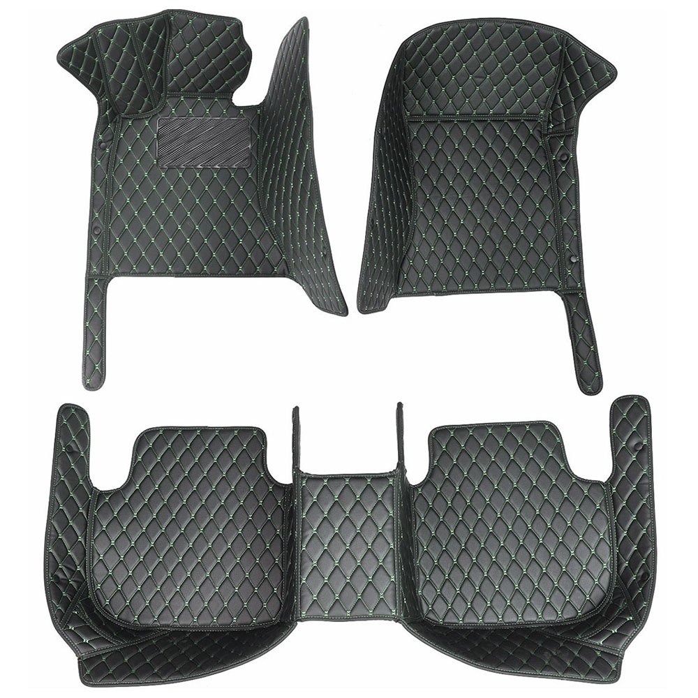 Black and Green Stitching Luxury Leather Diamond Car Mats for Audi RS7