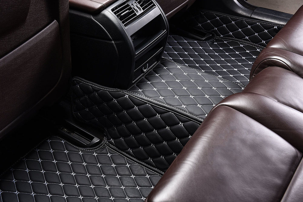 Black and White Stitching Custom Diamond Car Mats