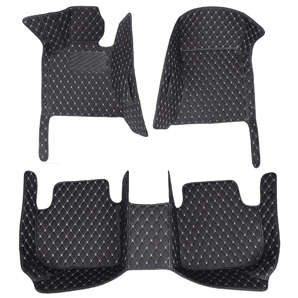 Black and White Stitching Luxury Leather Diamond Car Mats for Mazda CX-8