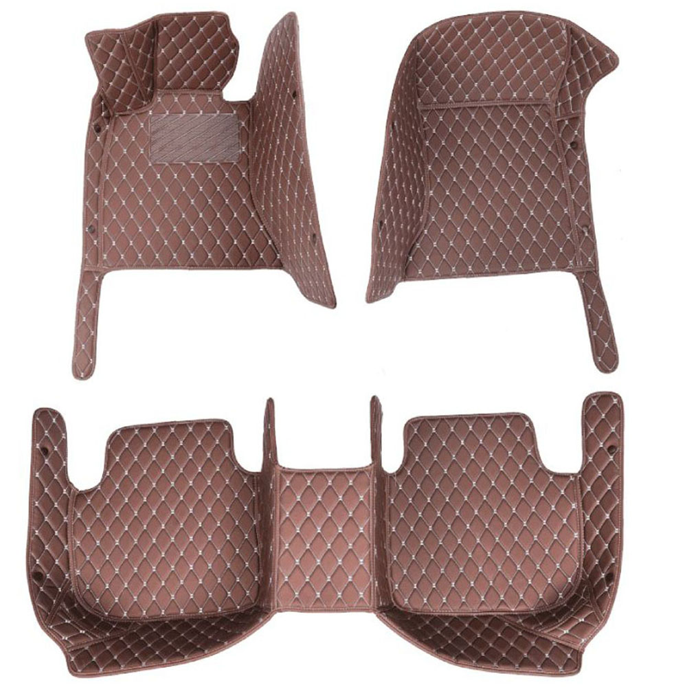 Dark Brown Luxury Leather Diamond Car Mats for Audi S1