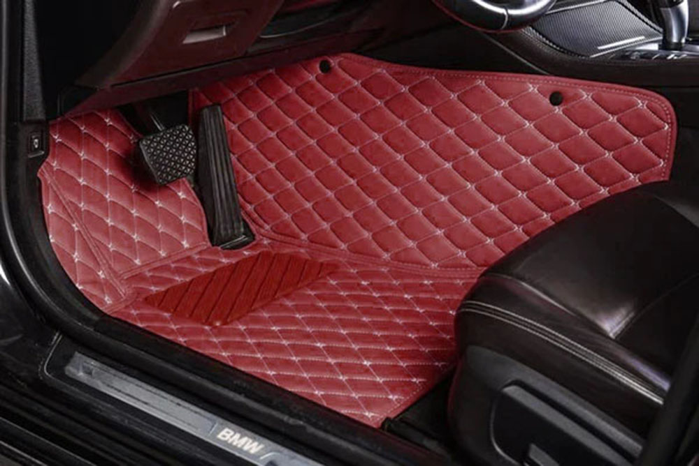 Wine Red Luxury Leather Diamond Car Mats for Audi Q3