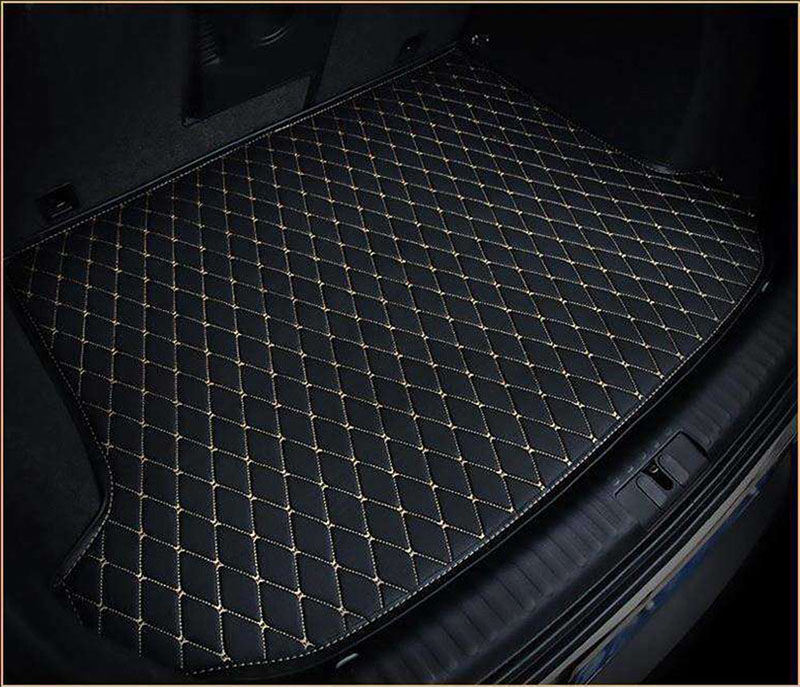 Black and Beige Stitching Luxury Leather Diamond Trunk Base Mats