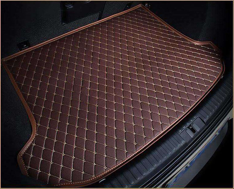 Dark Brown Luxury Leather Diamond Trunk Base Mats