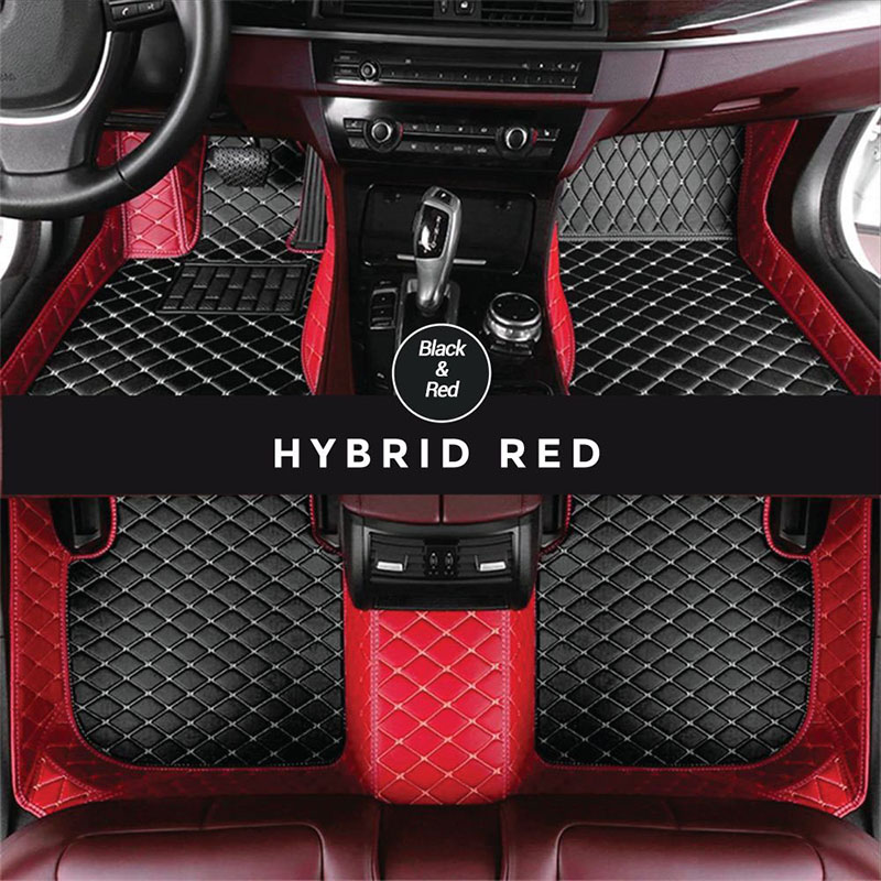 Black and Red Hybrid Mode Premium Diamond Car Mats for Audi Q8